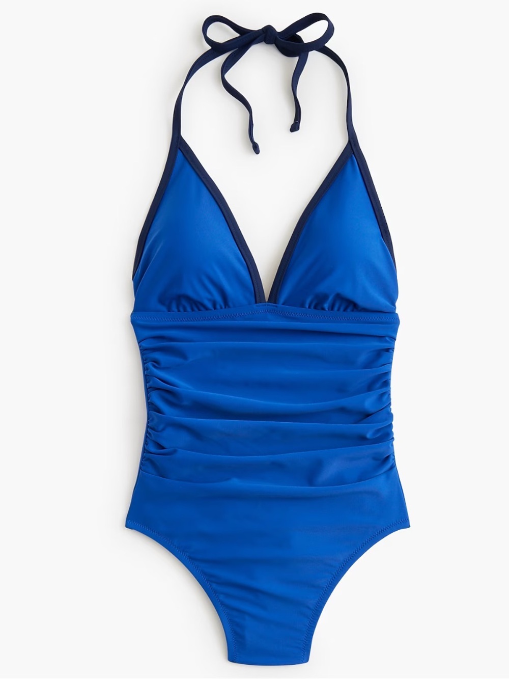 J crew blue Tipped ruched one-piece swimsuit